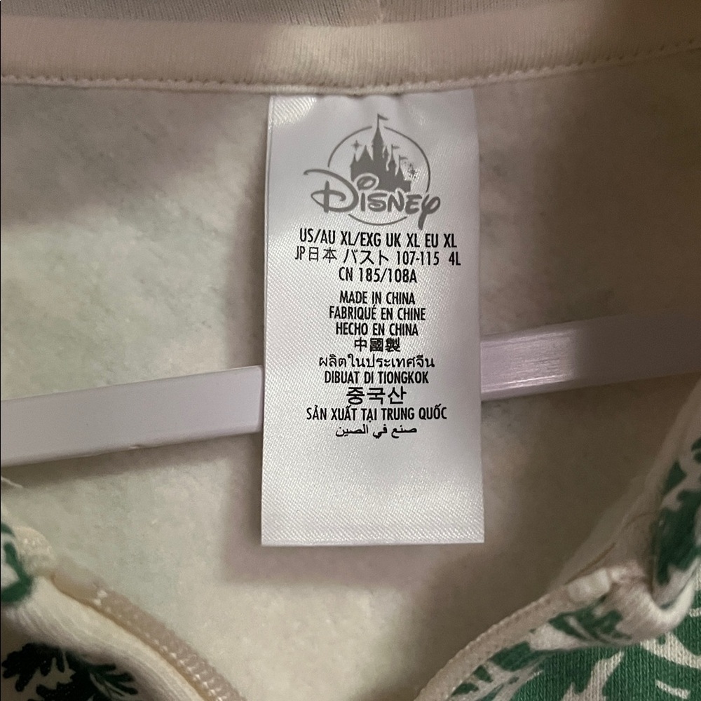 Disney Green and Cream Zip-Up Hoodie XL - Picture 2 of 5